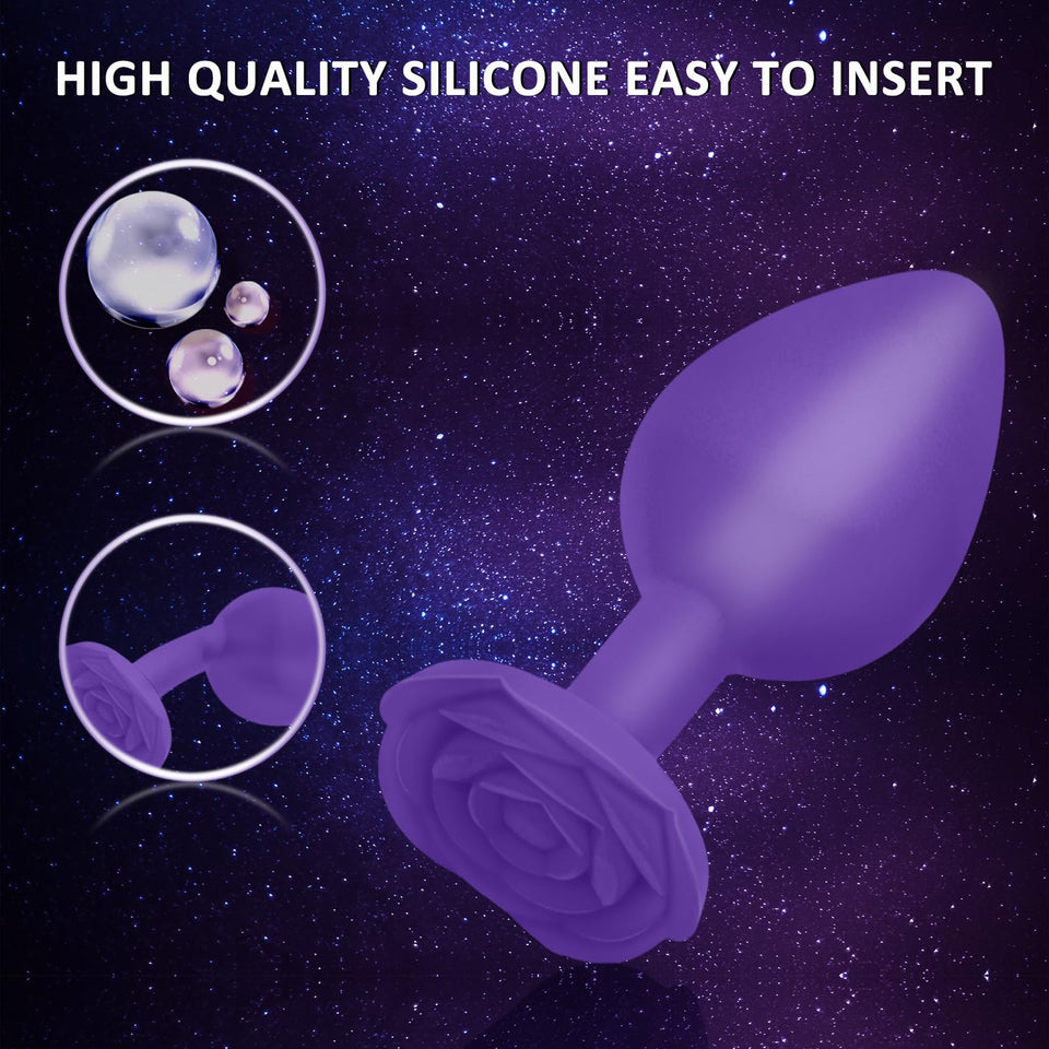 Anal Plug Sex Toy, 3Pcs Silicone Anal Plugs Training Set,Training Set with Prostate Sex Toys for Beginners Advanced Users(Purple