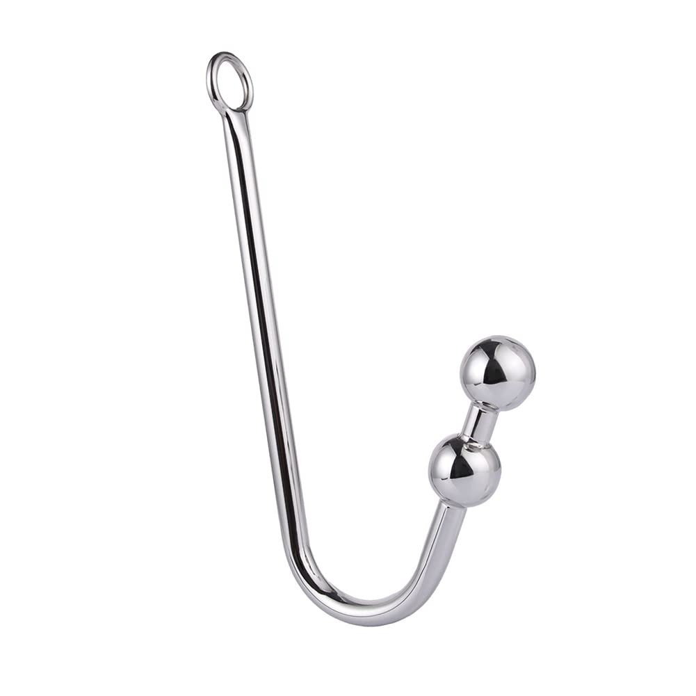 Anal Bead Stainless Steel Anal Hook Butt Plug With 2 Balls Rope Hook W