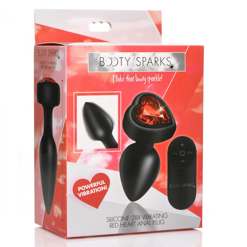 Booty Sparks 28X Vibrating Silicone Red Heart Anal Plug - Small (Ag966-Small)