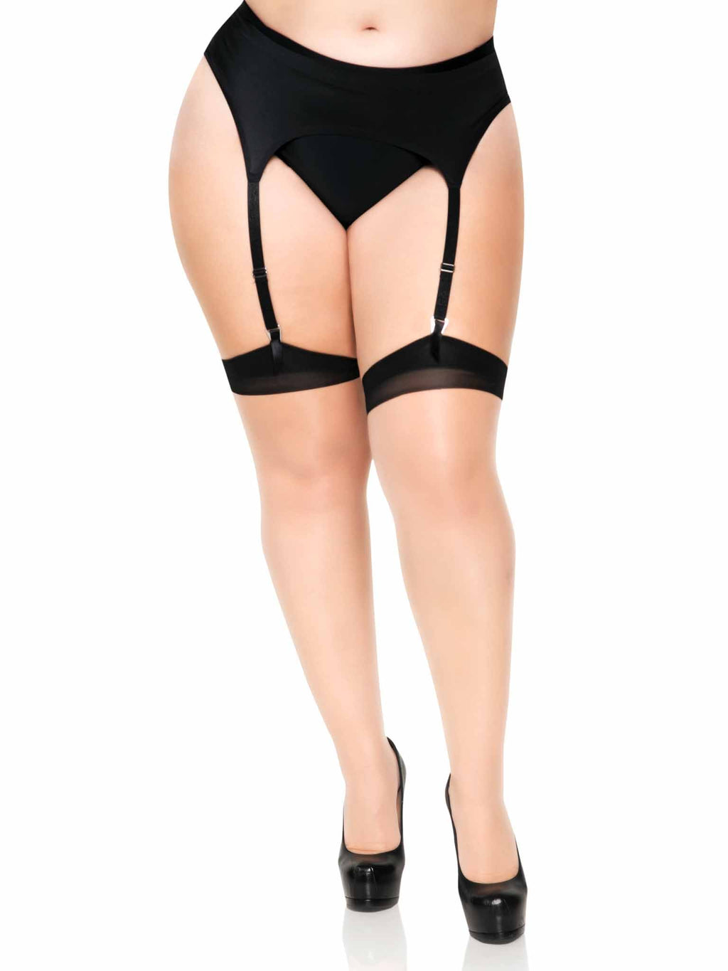 Plus Size Spandex Contrast Color Cuban Heel Backseam Stockings