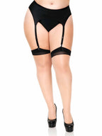 Plus Size Spandex Contrast Color Cuban Heel Backseam Stockings