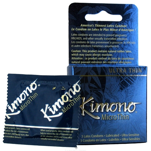 Kimono Microthin 'Barely There' Condoms, Sensitive Latex, Our Thinnest Condom, 3 Count