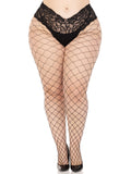 Plus Size Fence Net Tights with Boy Short Lace Top