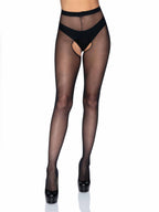 Plus Size Nylon Sheer Crotchless Tights