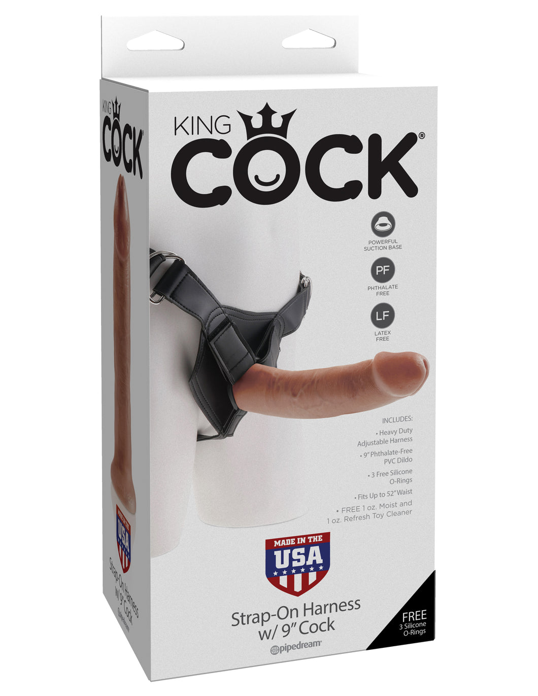 King Cock Strapon Harness With 9 Inch Cock  Tan