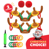 2 Pack Inflatable Reindeer Antler Ring Toss Game For Christmas Party, Set Of 2 Antler Hats With Rings For Kids Adults Family Xma