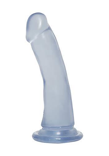 Doc Johnson Crystal Jellies - Slim Dong - 6.5 Inch - 1.5&quot; Wide - Strong Suction Cup Base - O-Ring Harness Compatible Dildo, Clear