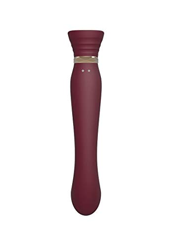 Zalo Queen Set G-Spot Pulsewave Vibrator With Suction Sleeve | Waterproof Sex Toy With 8 Vibration Modes 8 Pulse-Wave Modes | Usb Rechargeable Battery | 1-Year Warranty | Wine Red