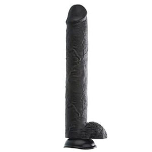 Adam & Eve - 15 Inch Dark Rider - Huge Flexible Thick Life-Like Veins Suction Cup Dildo - Black