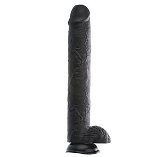 Adam & Eve - 15 Inch Dark Rider - Huge Flexible Thick Life-Like Veins Suction Cup Dildo - Black