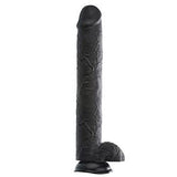 Adam & Eve - 15 Inch Dark Rider - Huge Flexible Thick Life-Like Veins Suction Cup Dildo - Black