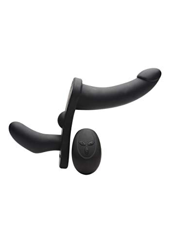 Double Take 10X Double Penetration Vibrating Strap-On Harness - Black