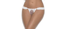 Elegant Moments Chiffon And Lace Crotchless G-String With Faux Pearl Accent, White, Q/S