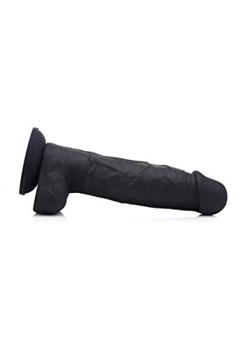 Strap U Power Pecker 7&quot; Silicone Dildo With Balls - Black,1 Count, 123312