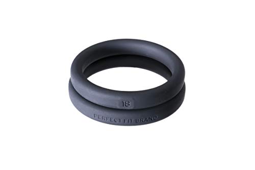 Perfectfit Brand Xact-Fit Play Zone Cock Ring Kit Stackable Silicone Multiple Sizes Firm Fit Durable Set Of 9 Rings With Sturdy Storage Cone