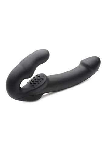 Strap U Evoke Super Charged Black Vibrating Strapless Silicone Dildo