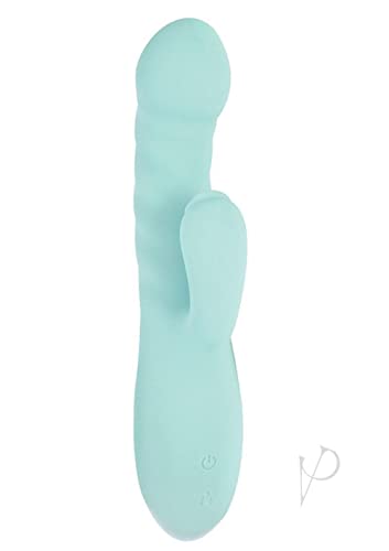 Nasswalk Luv Heat Up Thruster - 7 Function - Dual Motors With Clit Licker - Rabbit Style Vibrator - Aqua