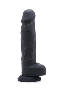 Strap U Power Pecker 7&quot; Silicone Dildo With Balls - Black,1 Count, 123312