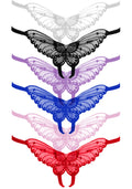 Sheer Butterfly Applique Crotchless Panty with Pearl and Sequin Detail