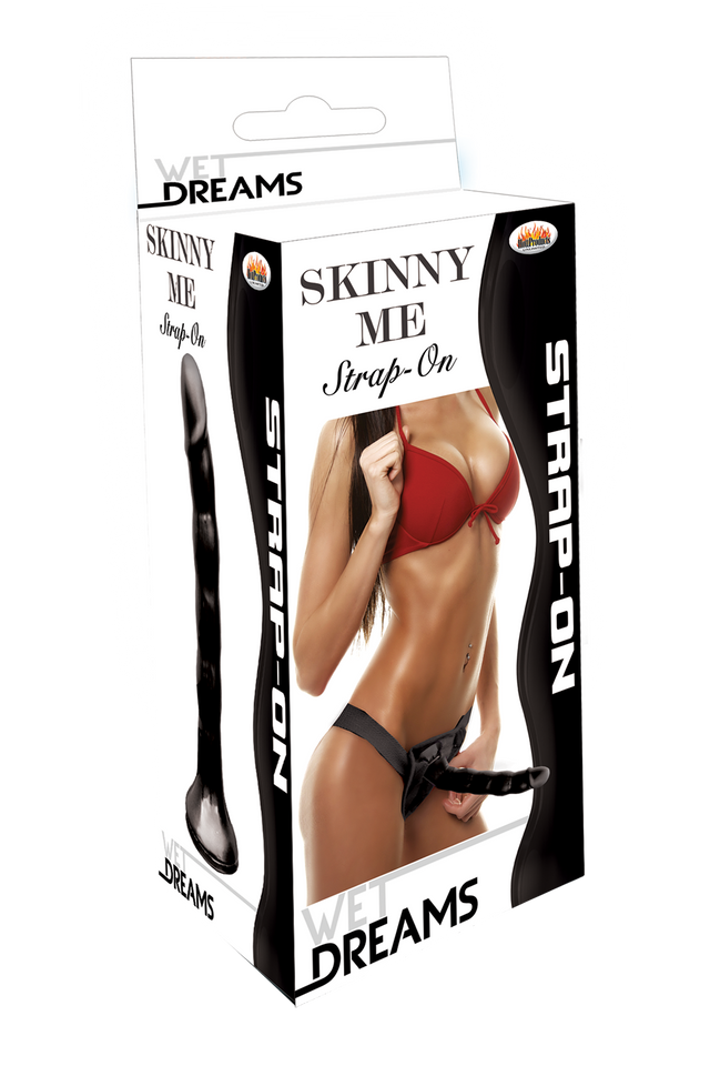 Skinny Me Dildo W/Harness  7In Bk