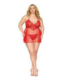 Babydoll & Gstring Poinsettia Q/S