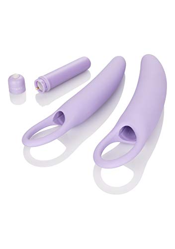 Calexotics Dr Laura Berman Intimate Basics Isabelle - 2 Piece Vibrating Silicone Dilators Set With Ergonomic Finger Loop - Waterproof Fetish Sex Toys For Couples - Purple