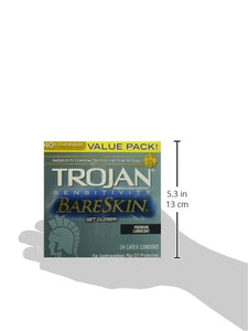 Trojan Condom Sensitivity Bareskin Lubricated, 24 Count
