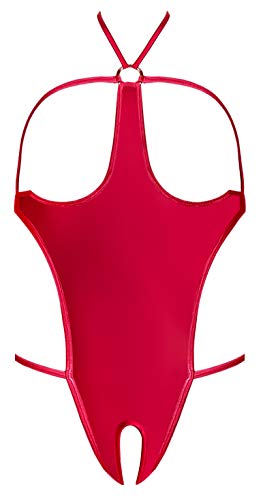 Ms Mesh Cupless Crotchless Teddy Red Qs