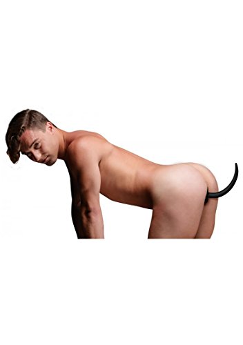 Master Series Woof Xl Silicone Puppy Tail Butt Plug, Black (Ae998)