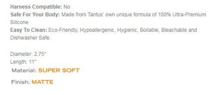 Tantus Sex/Adult Toys Hoss Advanced Dildo - 100% Ultra-Premium Super Soft Silicone Wand Massager, Harness & Machine Compatible For Anal, Vaginal, Men, Women, Lgbtq - Onyx
