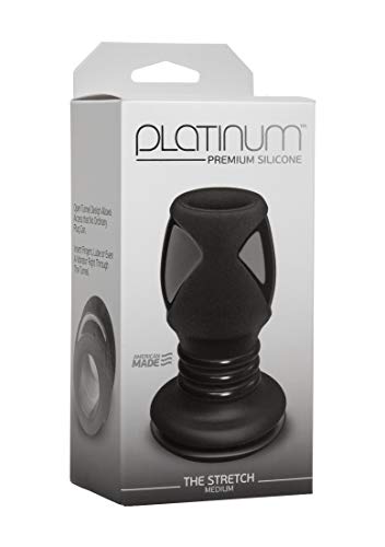 Doc Johnson Platinum Premium Silicone - The Stretch - Hollow Butt Plug - Medium - Black