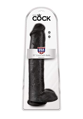 King Cock 15 Inch Cock With Balls - Black