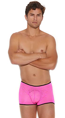 Men'S Striped Mesh Boxer Brief Neon Pink S/M