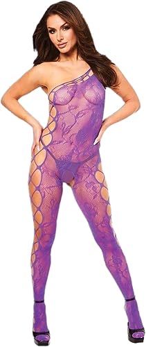 Off The Shoulder Bodystocking Purple O/S