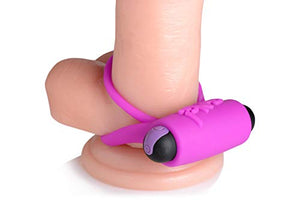 Bang! Silicone Cock Ring & Bullet W/ Remote Purple