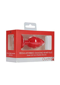 Regular Ribbed Diamond Heart Plug Red