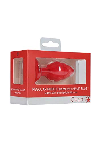 Regular Ribbed Diamond Heart Plug Red