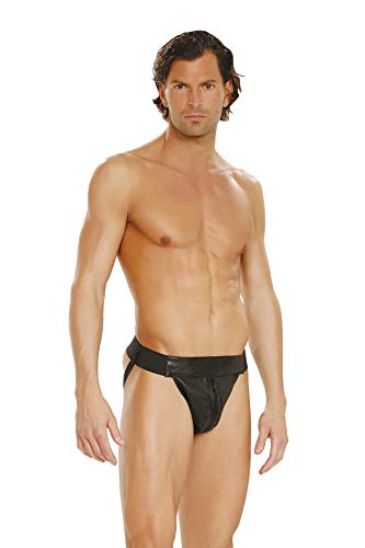 Elegant Moments Leather Jock Strap - O/S - Black