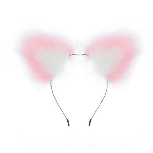 OOIIXX Anal Plug with Sexy Tail for Cosplay, Adult Sex Toys of Stainless Steel Anal Plug (Pink-White Full kIt, Medium)