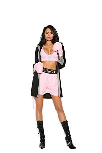 Elegant Moments Em-99070 Prizefighter 4 Pc. Costume Black/Pink / S