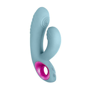 Femme Funn Cora Couples Vibrator With Dual Motors, 10 Thumping And 10 Powerful Vibration Modes For G Spot & Clitoral Stimulation, Rechargeable Adult Sex Toy Splash Proof Dual Penetration (Light Blue)