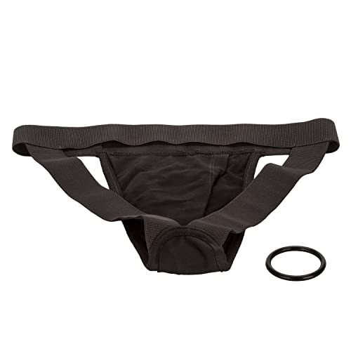 Calexotics Packer Gear Black Jock Strap Harness - Adult Sex Toy Strap On Dong Packer Probes For Couples - L / Xl