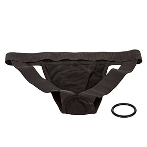 Calexotics Packer Gear Black Jock Strap Harness - Adult Sex Toy Strap On Dong Packer Probes For Couples - L / Xl