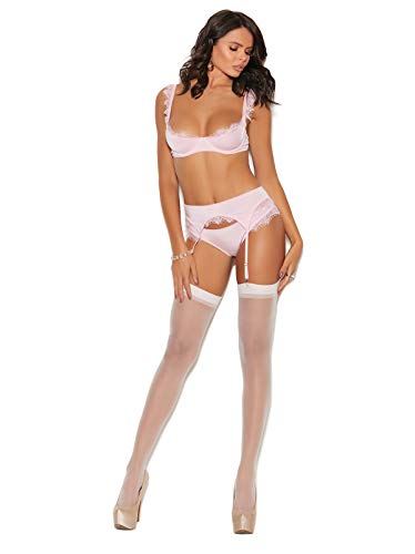 Bra, Garterbelt And Panty Baby Pink M