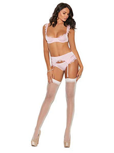 Bra, Garterbelt And Panty Baby Pink Xl