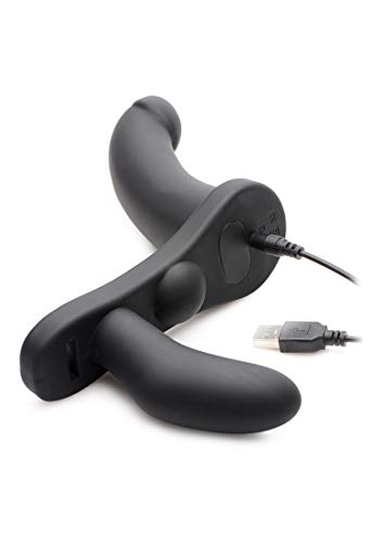 Double Take 10X Double Penetration Vibrating Strap-On Harness - Black