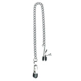 Spartacus Adjustable Broad Tip Nipple Clamps With Loop And Link Chain Silver