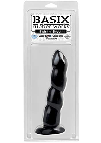 Basix Rubber Works 8-Inch Twist N Shout With Suction Cup Dong Black