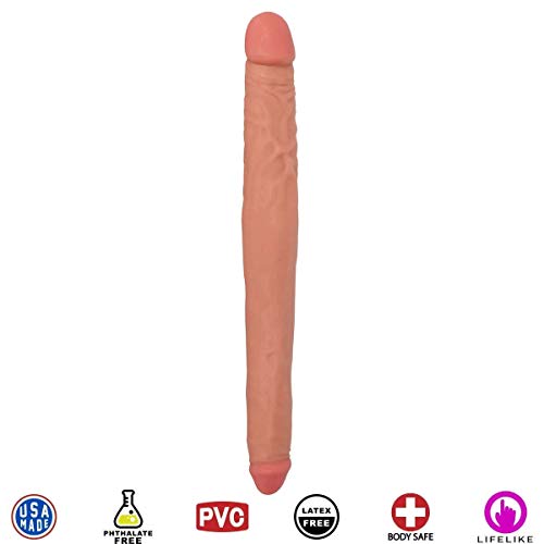 Curve Novelties Jock Tapered Double Dong, Flesh, 16 Inch