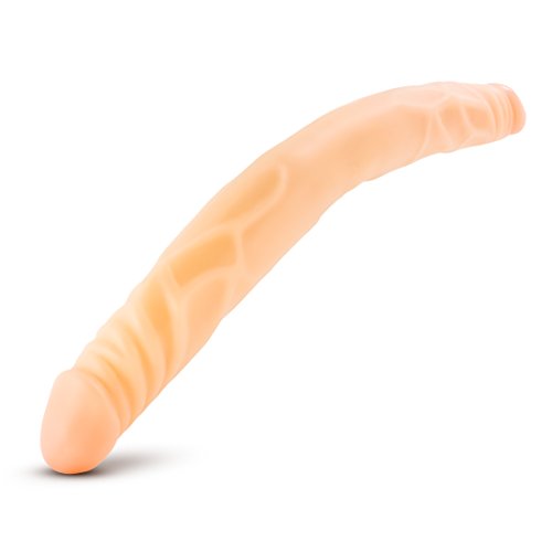 Blush B Yours Realistic Double Dildo - 14 Inch Length By 1.5 Inch Thick Shaft Dong - Two Headed Dp Adult Product - Pronounced Head On Each End For Enhanced Pleasure - Sex Toy For Partners Men Women